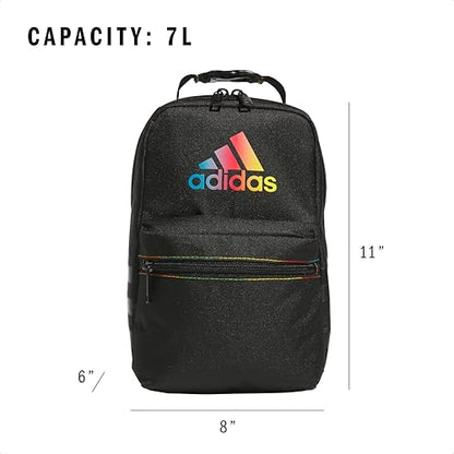 adidas Santiago Lunch Bag Cooler for Women and Men, Insulated Food Container Box with Mesh Pocket, Black Rainbow/3.0, One Size - color: Carbon Grey/Rose Gold/3