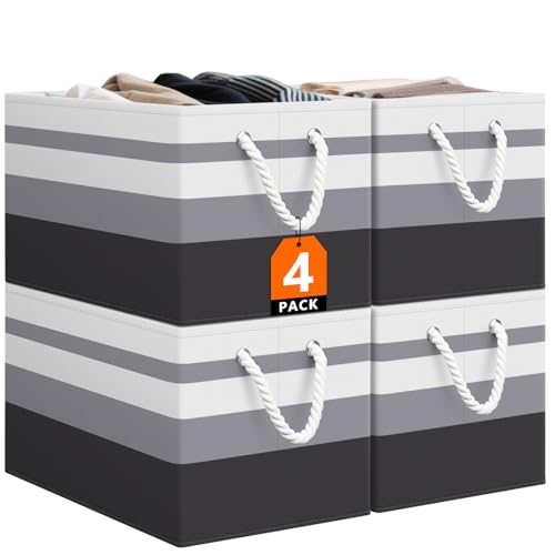 StorageTastic Storage Bin,Collapsible Storage Basket For Organizing,Large Storage Boxes With Rope Handles,Storage Containers,Gradient Grey,4 Pack - color: Gradient Grey, size: 15" X 10" X 9.5" (4 Pack)