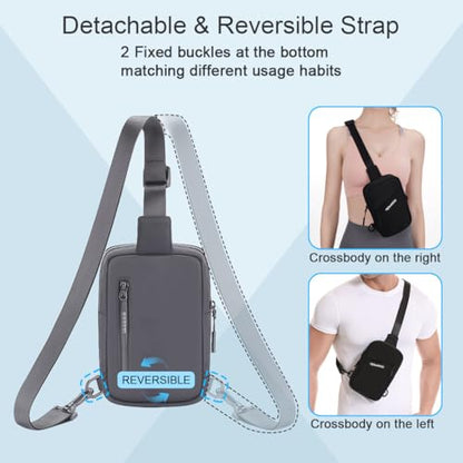 Small Sling Bag for Women Men Chest Bag Water Resistance Mini Crossbody Bag Adjustable Strap Lightweight Shoulder Bag - color: 07-grey