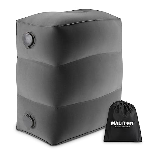 Maliton Inflatable Travel Foot Rest Pillow, Airplane Bed for Kids, Car Foot Leg Rest Pillow, Adjustable Height for Airplane, Car, Train, Home, Office(Dark Grey, 1 Pack) - color: Dark Grey, size: 1 Pack