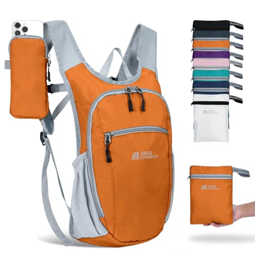 Hiking Backpack 10L/15L Small Daypack Lightweight Packable Travel Foldable Water Resistan for Women Men (Orange, 10L) - color: Orange, size: 10L