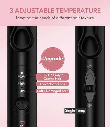 Farery Mini 3 Barrel Hair Waver, Pink | Portable Beach Wave Curling Iron, 1/2 Inch Ceramic Crimper, 3 Temp Settings & 30s Fast Heating, Dual Voltage Travel - style: Digital temp(Rose pink)