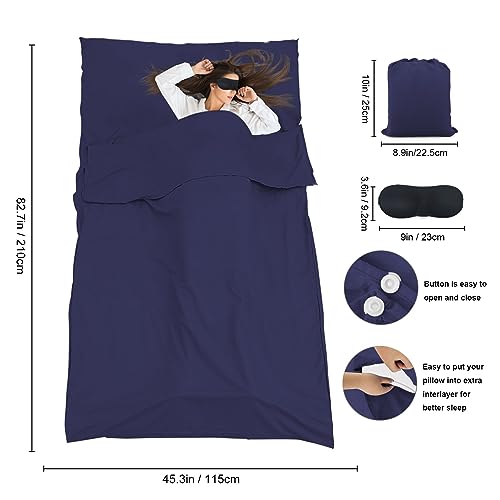 Sleeping Bag Liner,Travel Sheet & Adult Sleep Sack, Camping Sheets Travel Sleep Sack for Backpacking,Hotels & Hostels -Lightweight Single &Double Travel Sheet Camping Sheets - color: Single Navy