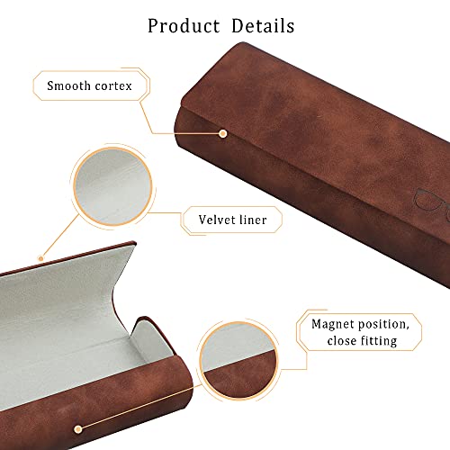 LifeArt Eyeglass Case Hard Shell, Portable Sunglass Case for Women and Men, fashionable PU Leather Eyeglass Case, Lightweight - color: 641_ybr(brown)