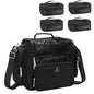 NAONAYA Makeup Brush Bag Extra Large Makeup Brush Case with 4 small bags Professional Makeup Artist Brush Holder Stand Up Organizer for Travel with Adjustable Dividers and Shoulder Strap - color: Black with 4 Makeup Bags