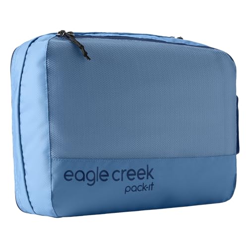 Eagle Creek Pack-It Reveal Clean/Dirty Cube M - Water-Resistant Dual Compartment Packing Cube With Internal Divider for Clean & Dirty Clothes - Travel Essentials - Blue Dawn - color: Blue Dawn