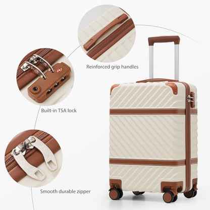Coolife Luggage Set Suitcase Carry On Luggage PC Hardshell Luggage TSA Lock Spinner Wheels Telescopic Handle - color: White, size: 3 piece set (BP/TB/20)