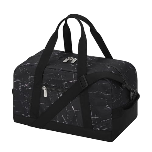Apenze Small Gym Bag 14 inch lightweight Carry On Mini Duffel Bag for Travel Sport - Marble Black - color: Marble Black