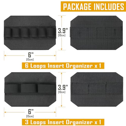 WYNEX Tactical Bag Insert Elastic Holder, Modular Elastic Loop Panel Hook and Loop Organizer Pouch Insert Attachment with Hook Backed Fastener for Backpack Accessories - color: Black
