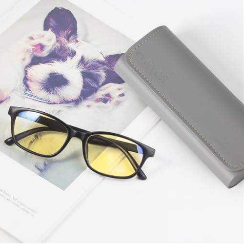 RayLove Hard Shell Glasses Case, Lightweight Leather Eyeglass Case, Travel-Friendly Sunglasses Protector for Men & Women - color: Grey