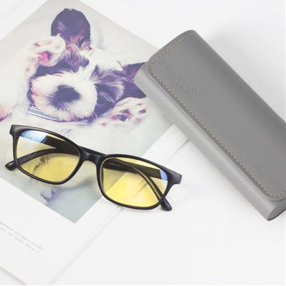 RayLove Hard Shell Glasses Case, Lightweight Leather Eyeglass Case, Travel-Friendly Sunglasses Protector for Men & Women - color: Grey