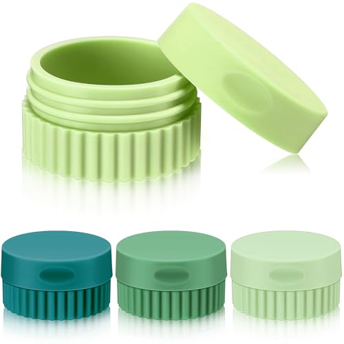 Maxcheck 4 Pcs Travel Containers for Toiletries 0.68 Oz/20 ml Small Silicone Cream Jar with Lid Mini Leakproof Lotion Jar Refillable Travel Cosmetic Container for Face Body Skin Cream (Green Color) - color: Green Color
