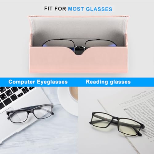 RayLove Hard Shell Glasses Case, Lightweight Leather Eyeglass Case, Travel-Friendly Sunglasses Protector for Men & Women - color: Rose Gold