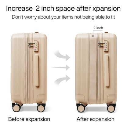 Hanke Expandable Hardshell Luggage Sets 3 piece Carry on Luggage with Wheels Suitcases Lightweight Checked Travel Luggage Rolling Large Suitcase Travel Luggage Bag Woman Men 20/24/29" Cuba Sand Pink - color: Cuba Sand, size: Expandable 3 Piece Set（20/24/2