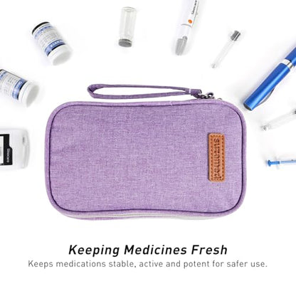 suzamed Insulin Cooler Travel Case, Double Layer Medicine Kit Diabetes Travel Case, Portable Medicine Organizer with 2Pack 150g Ice Pack TSA Approved for Insulin Pens Diabetic Supplies (Purple) - color: Purple