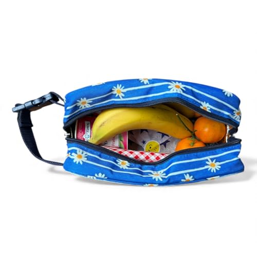 Yumbox Chill Snack Bags with 2 Removable Gel Ice Packs, Flexible Cooling, Insulated Lunch Bag, Wipe Clean fabric, Lined, Zipper Closure, Buckle Strap, Daisy Print - color: Daisies