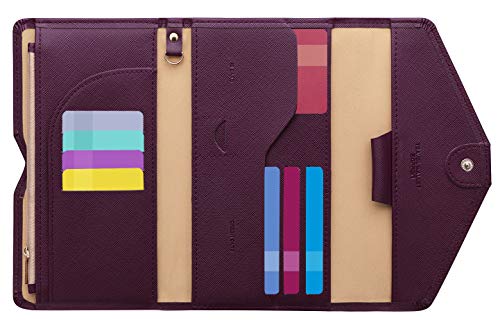 ZOPPEN Mulit-purpose Rfid Blocking Passport Holder Travel Wallet (Ver.4) Passport and Vaccine Card Holder ComboTri-fold Document Organizer Travel Essentials - color: #8 Wine Red / Burgundy