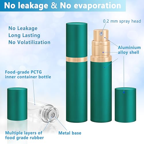 Travel Refillable Perfume Atomizer Bottle 5ml Leakproof Travel Perfume Refillable Bottle, Perfume Atomizer (Green) - color: Green