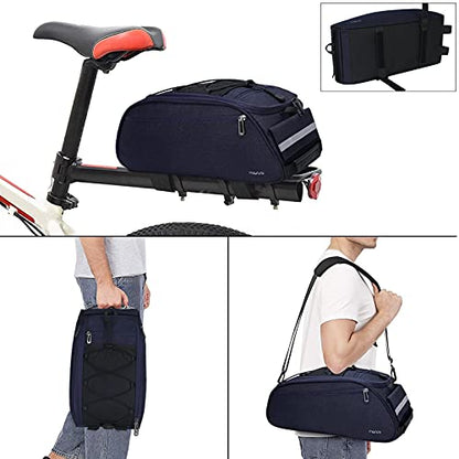 MOSISO Bike Rack Bag, Waterproof Bicycle Trunk Pannier Rear Seat Pouch Cycling Bike Carrier Backseat Storage Luggage Saddle Shoulder Bag - color: Navy Blue