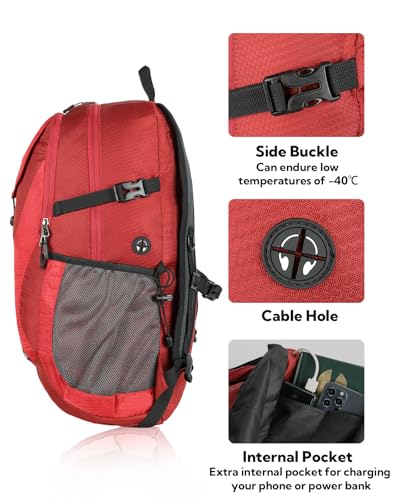 WATERFLY Lightweight Packable Hiking Backpack: 30L Foldable Travel Daypack Ultralight Camping Day Pack for Woman Man - color: Red