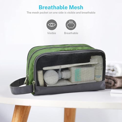Gonex Travel Toiletry Bag Nylon, Shaving Bag Toiletry Organizer Olive Green - color: Olive Green