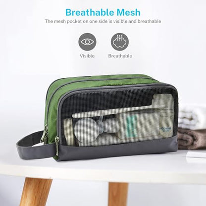 Gonex Travel Toiletry Bag Nylon, Shaving Bag Toiletry Organizer Olive Green - color: Olive Green