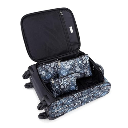 Sakroots On the Go 4 Piece Travel Bundle, Includes 21" Rolling Suitcase, Packable Large Tote, Medium & Small Pouches - color: Midnight Seascape