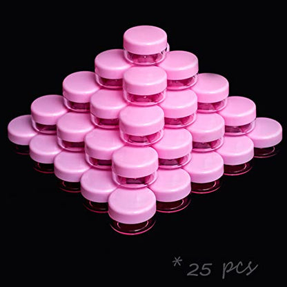 5 Gram Sample Containers with Lids, Mini Makeup Containers, Empty Plastic Travel Cosmetic Containers with Labels(25 Count, Pink Lid) - color: Pink
