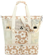 Bluboon Mesh Beach Tote Bag with Cooler Compartment Insulated Detachable Picnic Bag with Zipper and Pocket Pool Bag for Women - color: A-big Flower 157