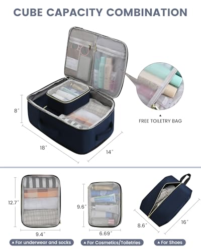 LOVEVOOK Travel Backpack for Women, 40L Carry On Backpack Flight Approved, Large Personal Item Bag Fits 17 inch Laptop, TSA Approved Luggage with 3 Packing Cubes,Waterproof Weekender Gym Essentials - color: Dark Blue-beige-black, size: 40L