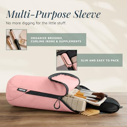 Toiletry Bag Kit 3 Piece Set: Hanging Travel Toiletry Bag + 311 TSA Cosmetic Liquid Bag + Accessory Organizer Pouch - color: Pink