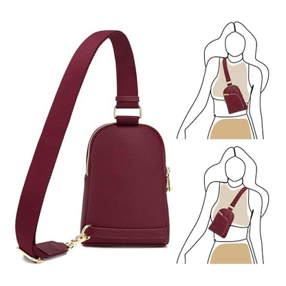 INICAT RFID Blocking Sling Bag, Anti Theft Crossbody Bag for Women Compact Travel Purses Leather - color: Red