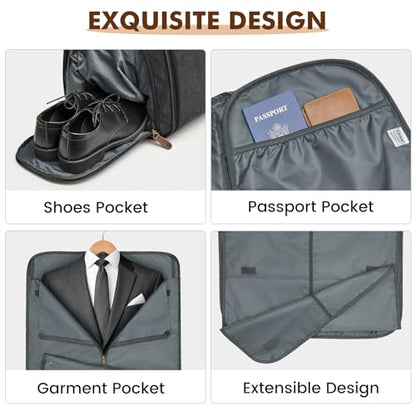 S-ZONE Garment Bags for Travel Convertible Garment Duffle Bags for Travel Suit Carry on Luggage for Men Hanging Suitcase - color: Black