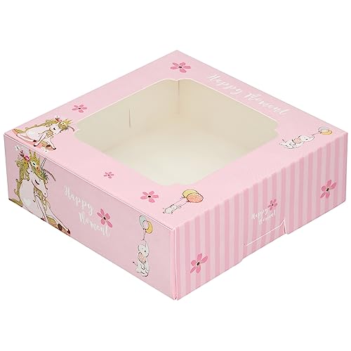 20 Pack Bakery Boxes with Window Small 6x6x2 inch for Cookie, Candy, Pastry, Brownie, Chiffon Cake, Tart, Pie, Waffle (Pink Unicorn) - color: Pink Unicorn