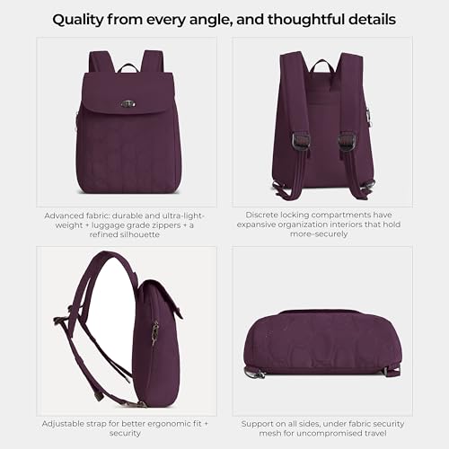 Travelon Anti-Theft Runways Compact Backpack - color: Plum