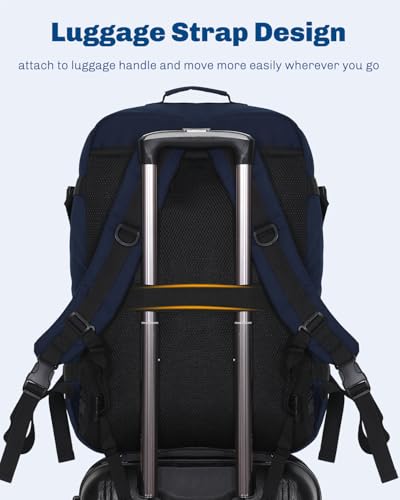 Hynes Eagle Carry on Backpack 38L Large Travel Backpack for Women Flight Approved Weekender Bag Laptop Backpack Men 15 inches Dark Blue - color: Dark Blue