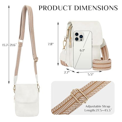 Fashion Small Crossbody Bags for Women Trendy Designer Cell Phone Purses Wallets with Card Holder Anti Theft Travel - color: White