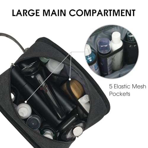 WANDF Travel Toiletry Bag for Men Large Toiletries Shaving Bag Water Resistant Hanging Dopp Kit Travel Accessories Bag for Women Men (Black) - color: Black