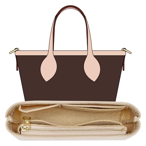 Purse Organizer Insert, Felt Zipper Small Tote Handbag Organizer Compatible with neverfull BB, mini anjou, energy xs and More,Beige/XS - color: Beige, size: XS
