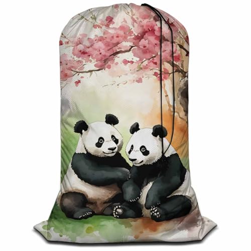 Swono Watercolor Panda Large Dirty Clothes Laundry Bag for Laundry Basket Hamper, Cute Cartoon Animal Portrait Tree Blossom Machine Washable Dirty Clothes Organizer, Painting - color: Watercolor Panda