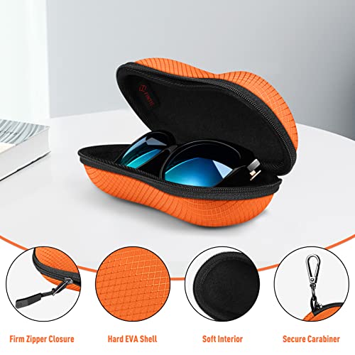 FINTIE Sunglasses Case, Hard EVA Shell Shockproof Sport Glasses Case with Metal Carabiner Travel Zipper Eyeglasses Holder - color: Orange