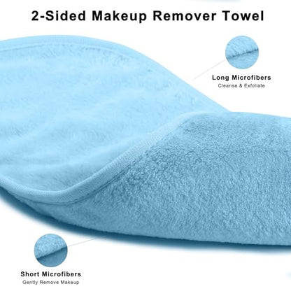 Real Perfection Spa Headband for Washing Face, Skincare Headband Wristband Set for Facial Mask Skin Care, Makeup Remover Towel Cloth Small Spray Bottle with Travel Makeup Bag Gifts for Women - Blue - color: Blue