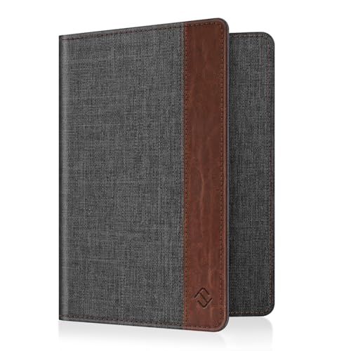 FINTIE Passport Holder, Slim Travel Wallet RFID Blocking Card Case Cover Passport Cover Protector Essentials with Credit Card Slots for Women/Men | Slim - color: Denim Charcoal Brown