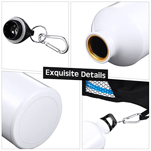 CHENGU Aluminum Water Bottle 20 oz Reusable Bottles Lightweight Leak Proof Aluminum Sports Travel Bottles with Twist Cap Buckle for Gym, Hiking, Cycling, Camping, Fishing - color: White