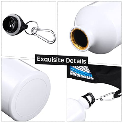CHENGU Aluminum Water Bottle 20 oz Reusable Bottles Lightweight Leak Proof Aluminum Sports Travel Bottles with Twist Cap Buckle for Gym, Hiking, Cycling, Camping, Fishing - color: White