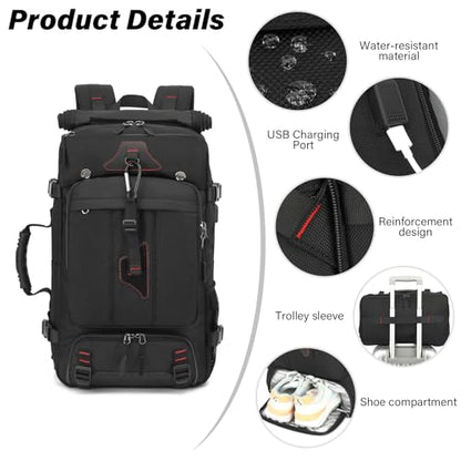 Travel Backpack for Men & Women, 35L Large Backpack Fit for 15 Inch Laptop Durable Convertible Duffle Bag with Shoe Compartment, Wet Pocket