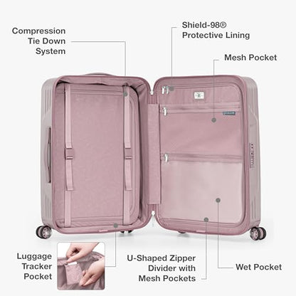 Traveler's Choice Ultimax II Polycarbonate Hardside Luggage with Spinner Wheels, Pink, 25-Inch Medium Luggage - color: Pink, size: 25-Inch Medium Luggage