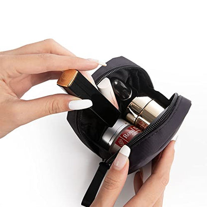 Hekyip Mini Cosmetic Bag, Travel Makeup Pouch, Portable Waterproof Cosmetic Pouch for Girls Women, Mini (Mini All Black) - color: Mini All Black