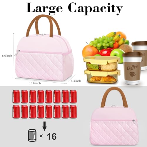 Coobiiya Lunch Box Lunch Bag for Women Men - color: Embroidered Pink, size: A-regular