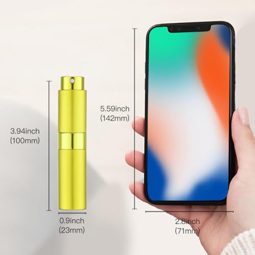 LISAPACK 8ML Atomizer Perfume Spray Bottle for Travel, Empty Refillable Cologne Dispenser, Portable Sprayer (Yellow) - color: Yellow